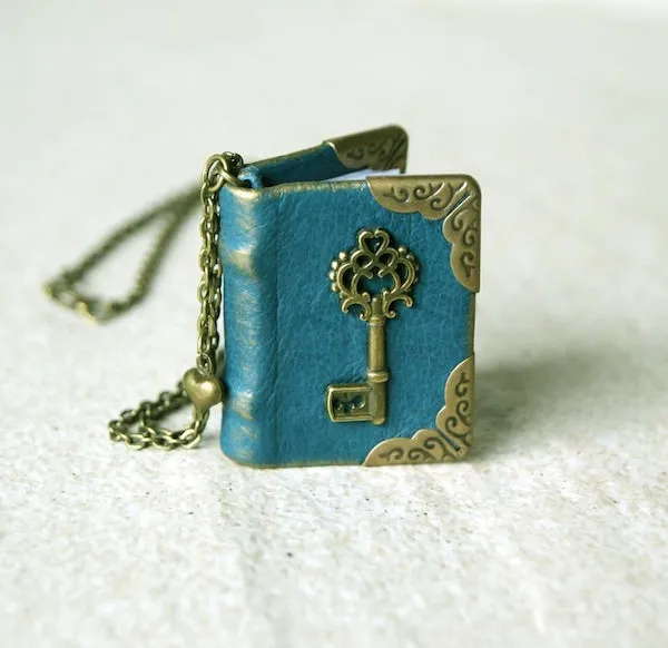 mini leather blank book with key on cover