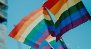 a photo of Rainbow flags