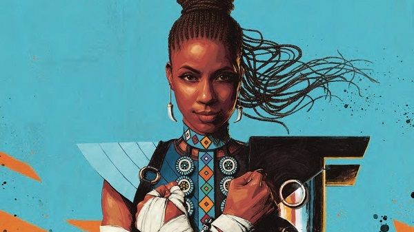 Image from cover of "Shuri" (2018) Vol. 1 written by Nnedi Okorafor and art by Leonardo Romero