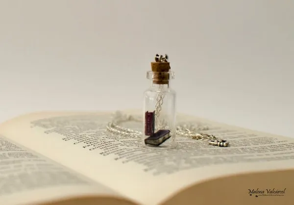 tiny books in a vial necklace