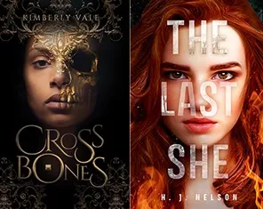 Covers of the books Crossbones by Kimberly Vale and The Last She by H.J. Nelson
