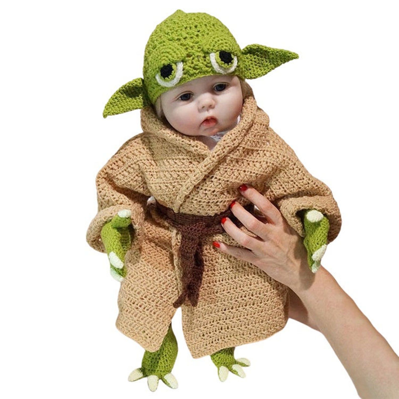 Image of crocheted yoda costume