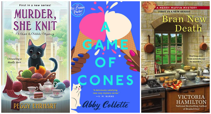 Collage of book covers for punny cozy mystery books