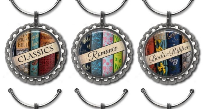 three book genre wine charms