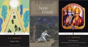 collage of three books by author RK Narayan