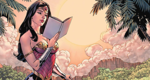 wonder woman reading comics panel