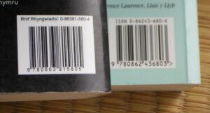 the ISBN numbers on the backs of two books places side by side
