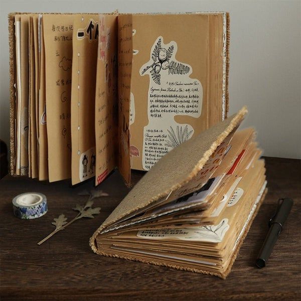 Rustic junk journal with burlap cover. 