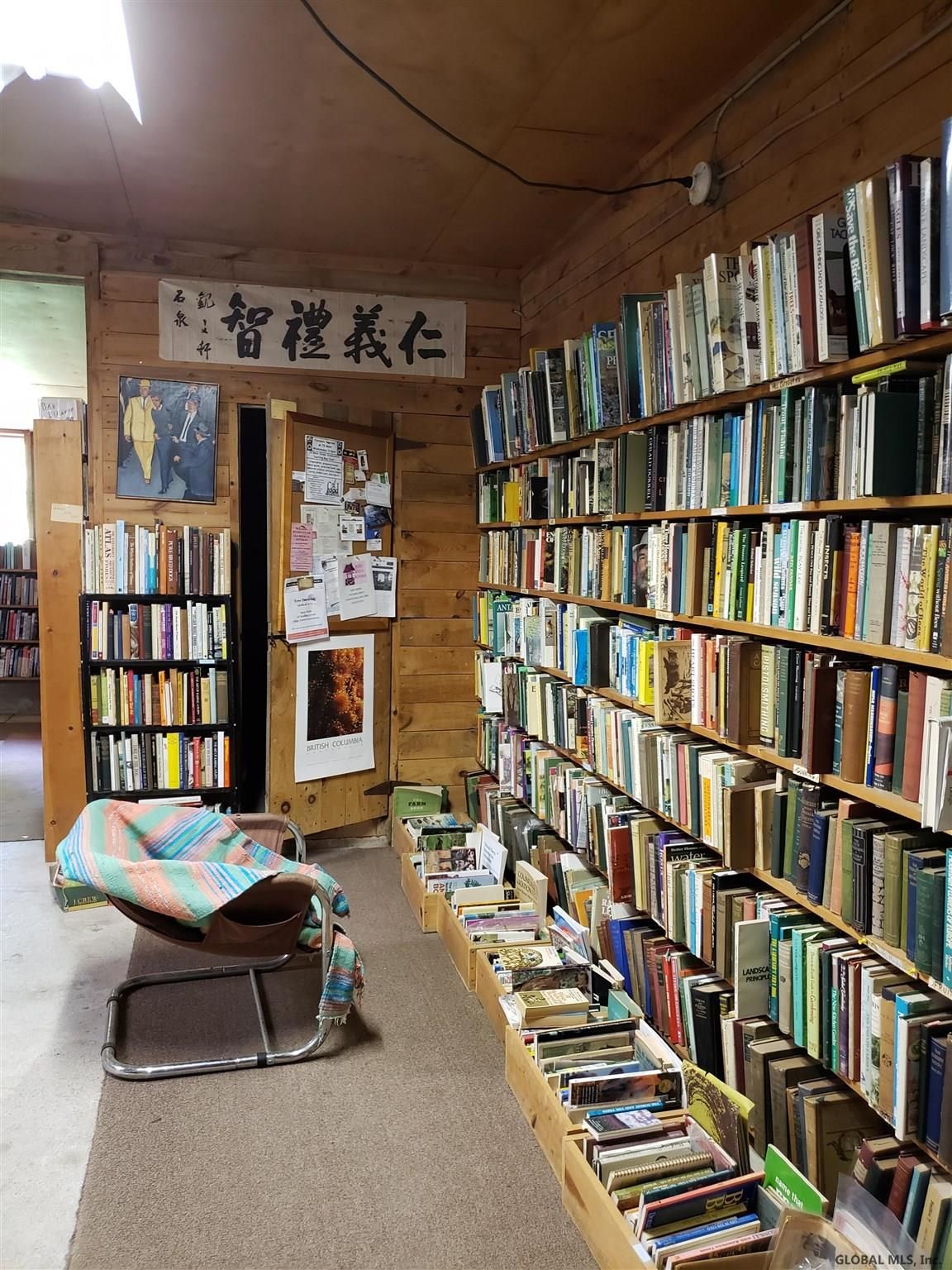 bookshelves inside Owl Pen Books