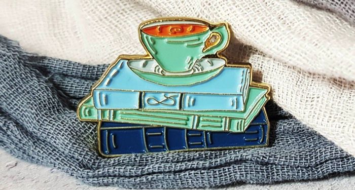 Tea and Books Enamel Pin