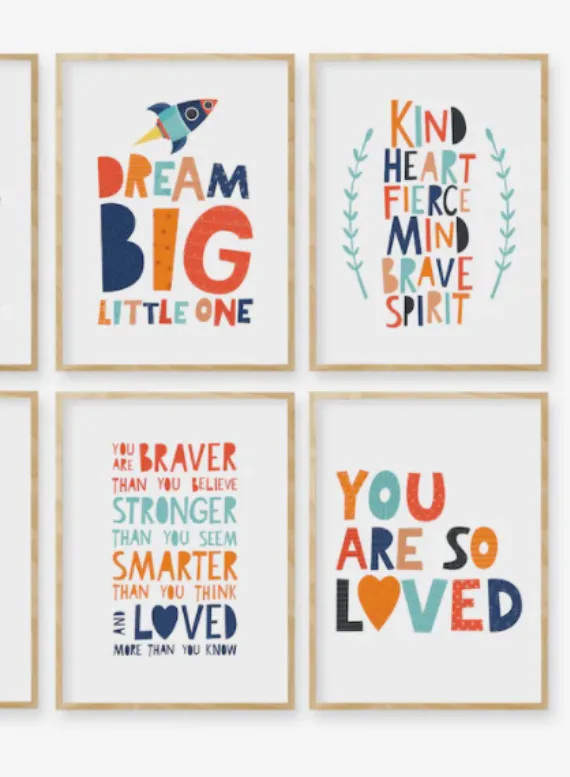 motivational wall art for kid's reading nooks