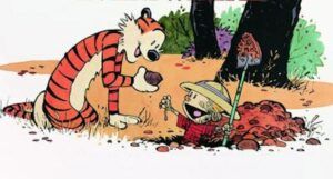 cropped closeup of calvin and hobbes from the book cover treasure is everywhere