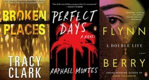 collage of three book covers: Broken Places; Perfect Days; and A Double Life