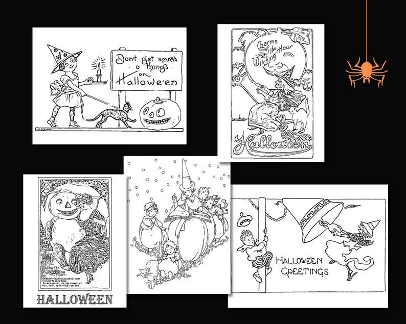 vintage halloween coloring pages