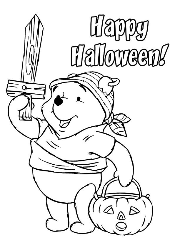 winnie the pooh halloween coloring page