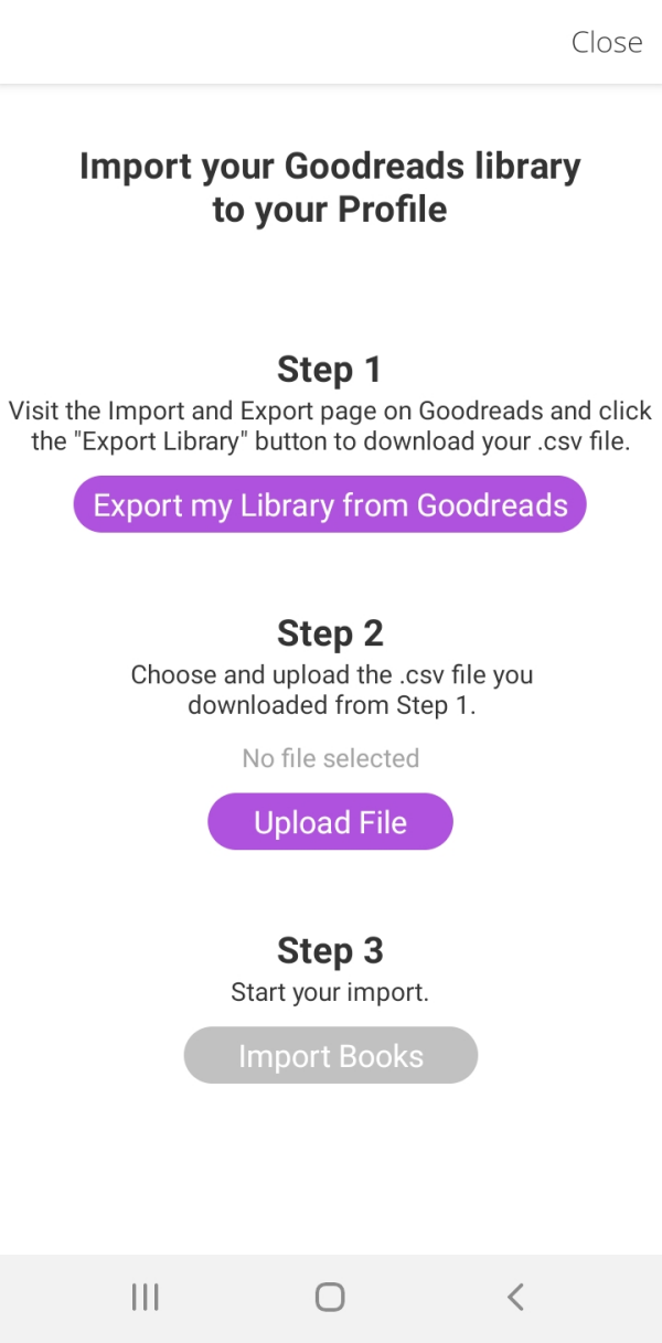 BookSloth Import from Goodreads