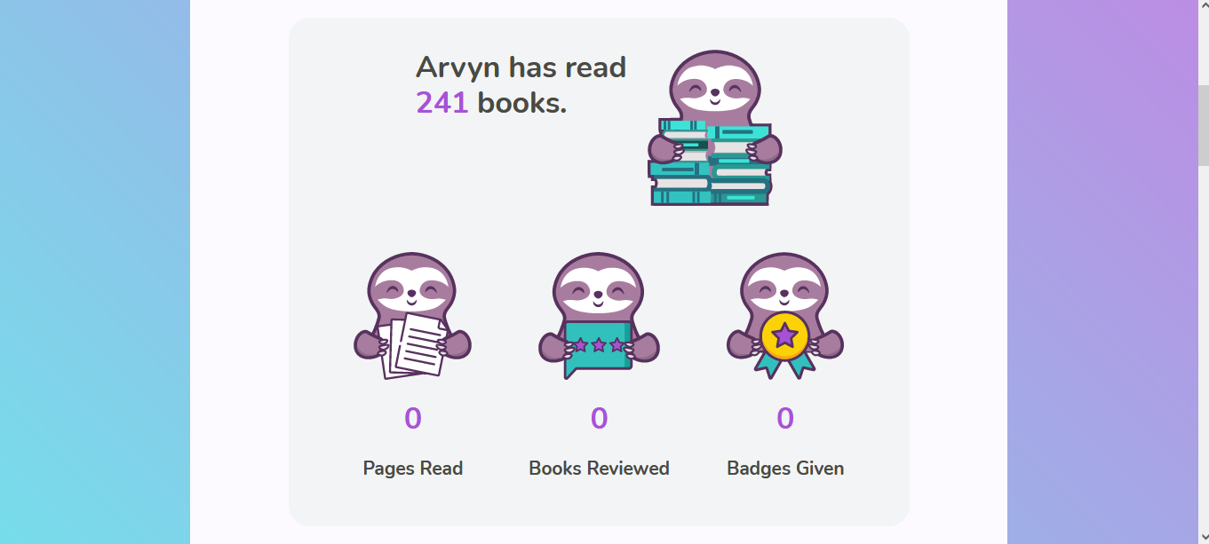 Statistiques de lecture de BookSloth