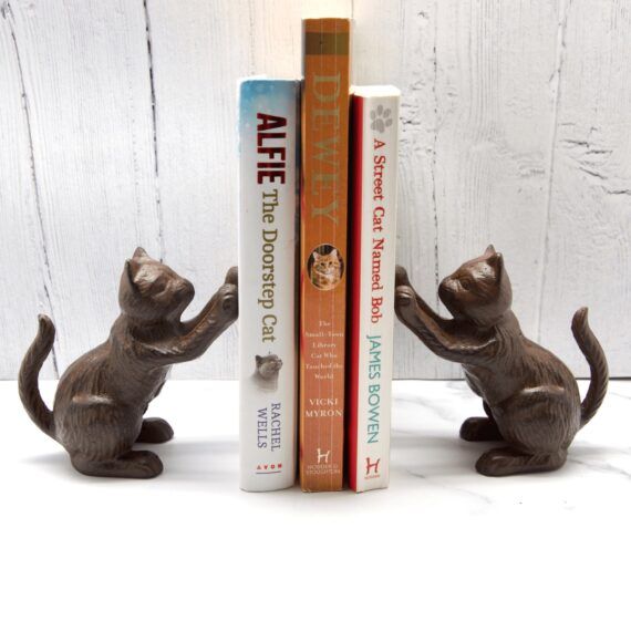 Ensemble de serre-livres chat en métal