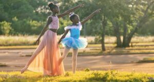 image of two African girls in ballet outfits