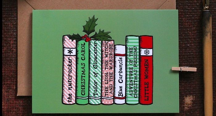 bookish Christmas card