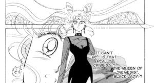 panel from Sailor Moon manga revealing Dark Lady as Chibiusa