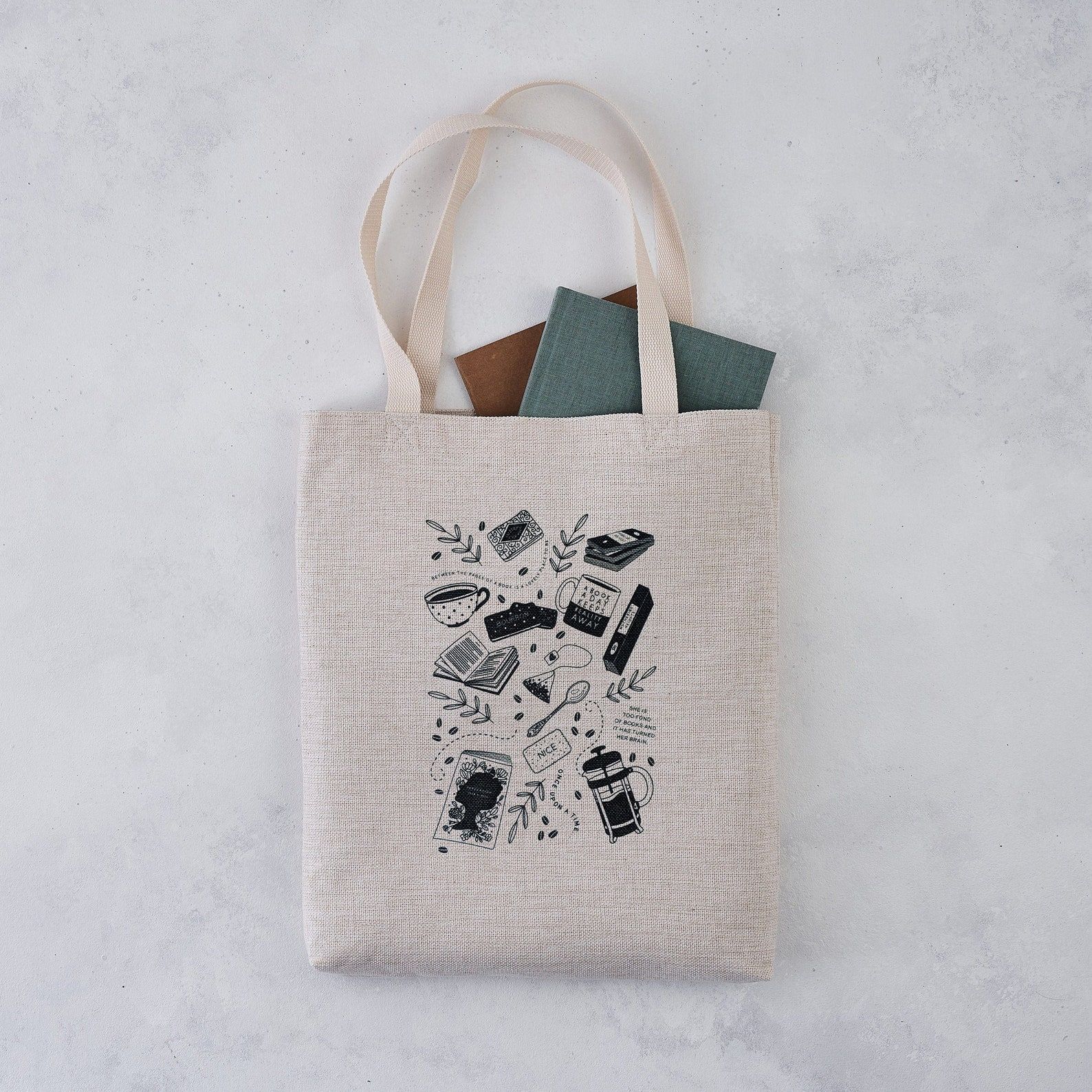 Cozy reader tote from etsy
