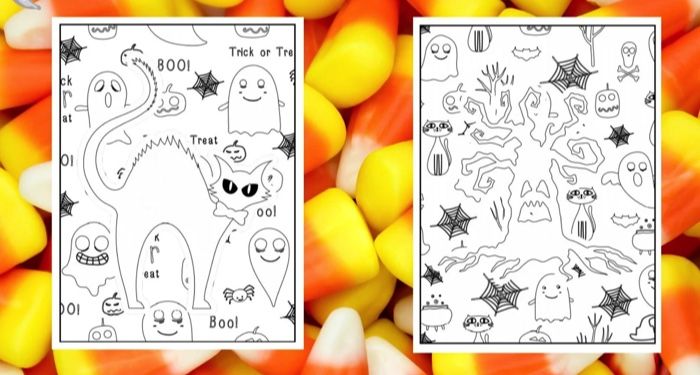 Halloween Coloring Book Beautiful Cat Coloring Pages Cute Cats Ghosts  Pumpkins