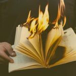 Image of a book on fire.