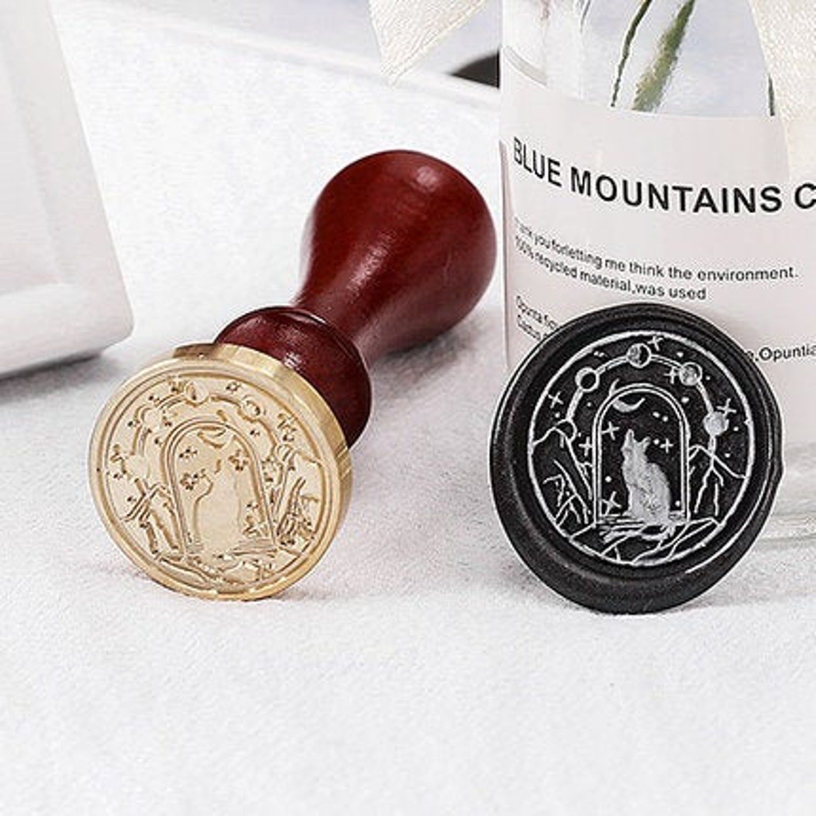 Dark Academia Wax Seal Sticker Sheet - Gold and Sage