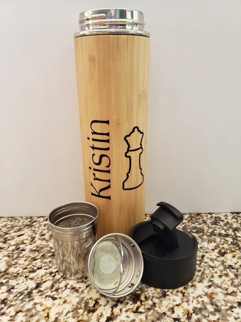 Personalized Bamboo Tea Tumbler 