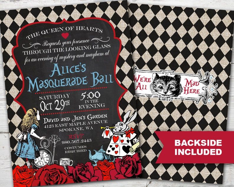 Alice's Tea Party Invitations, Alice in Wonderland Birthday