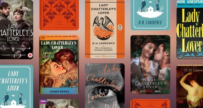 Collage of book cover and promotional posters for D.H. Lawrence's Lady Chatterley's Lover