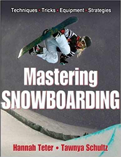 couverture de Mastering Snowboarding par Hannah Teter et Tawnya Schultz;  photo de snowboarder femme aux longs cheveux blonds dans les airs
