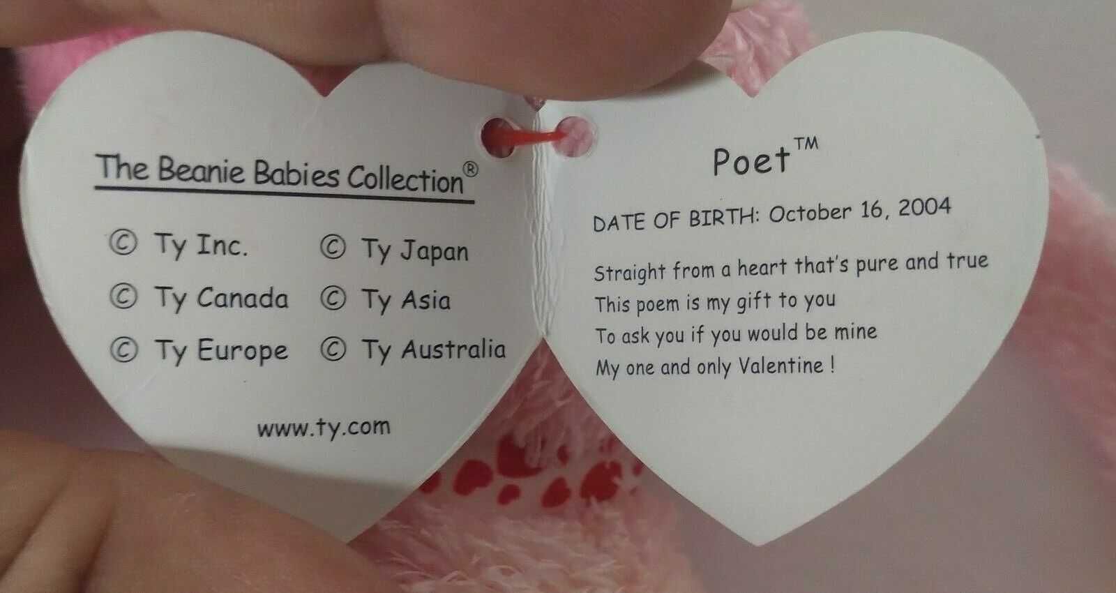 A photo of the Poet Beanie Baby Tag Poem