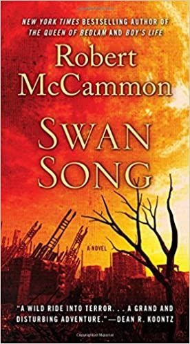 cover of Swan Song by Robert R. McCammon, an illustration of a demolished city under skies of red and orange on fire