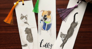 custom watercolor pet bookmarks