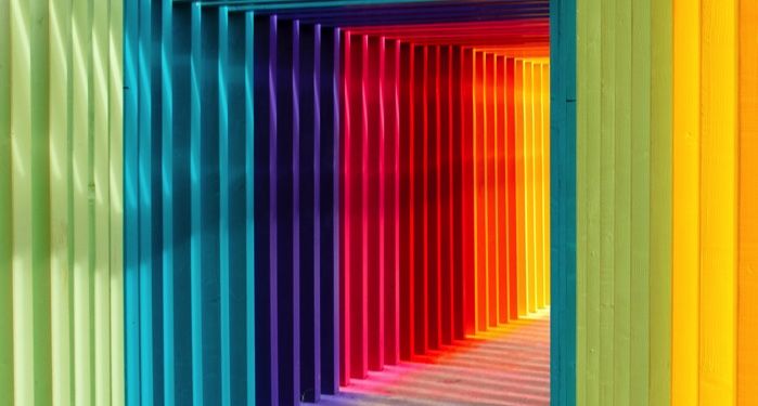passageway in rainbow colors