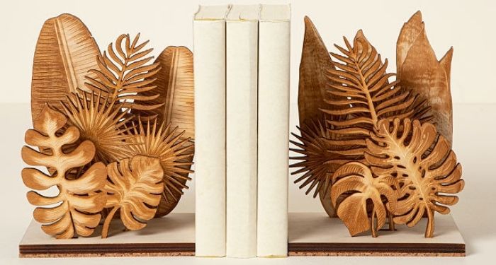 wooden houseplant bookends