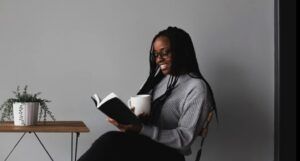 young black woman reading