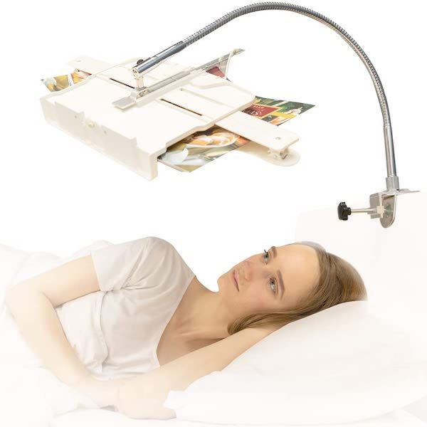 Bed mounted book holder