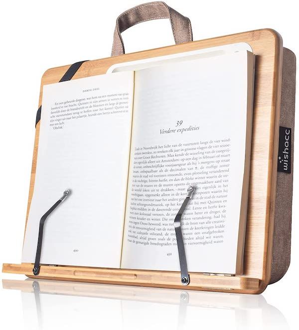 bamboo book holder with plush backing