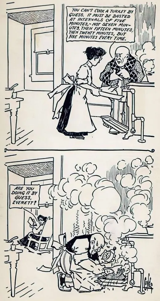 From The Outbursts of Everett True. Everett tries to tell his wife how to cook a turkey. She then makes him cook it himself when she enjoys a book.