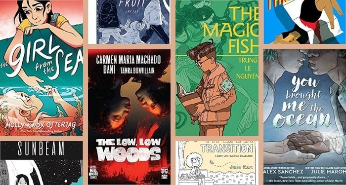 collage of the covers of 8 Queer comics
