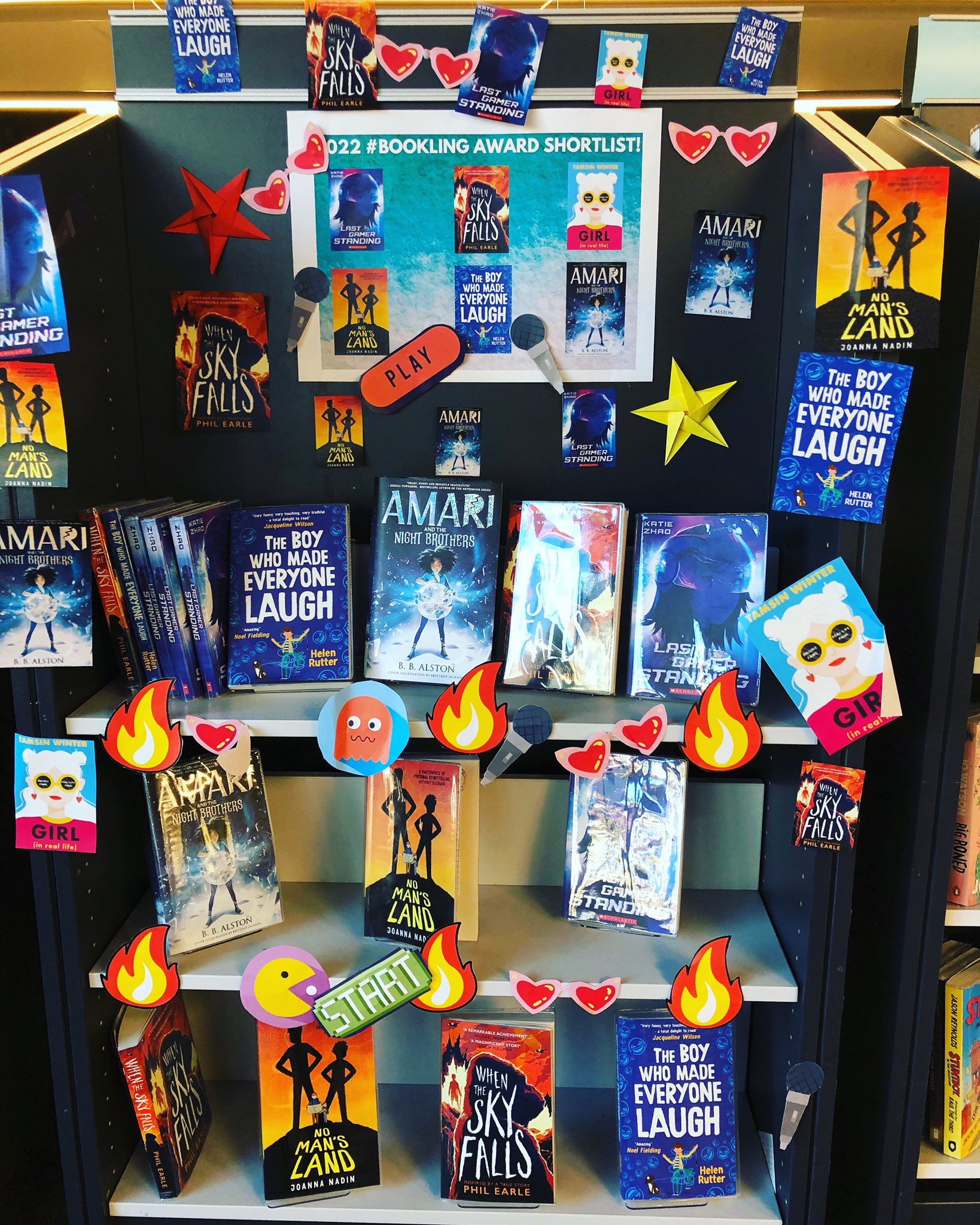 A library display of the Bookling Award Shortlist