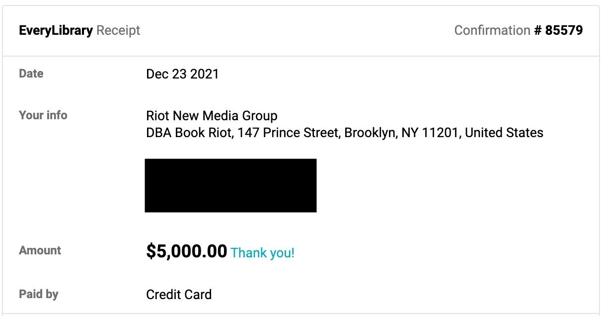 Book Riot Will Match Your Donations to EveryLibrary to Challenge Censorship - 2