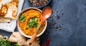 Image of Indian food on a blue background