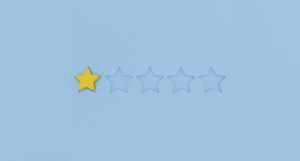 a graphic showing a one star rating out of five