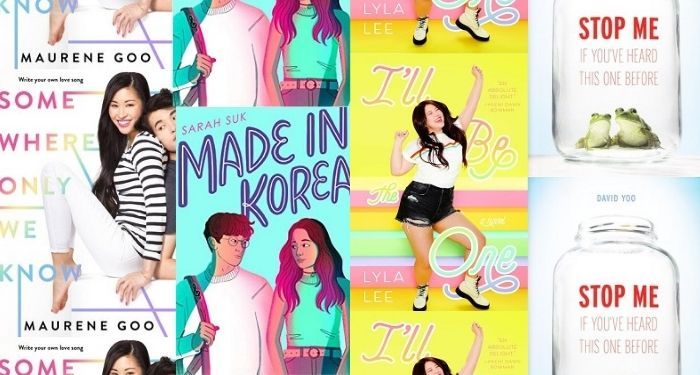 collage of romantic korean american YA books
