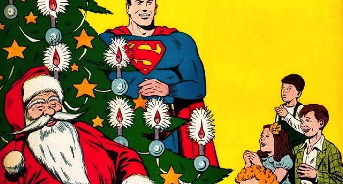 comic panel of superman with santa