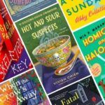 collage of 13 covers of cozy mystery books releasing in 2022